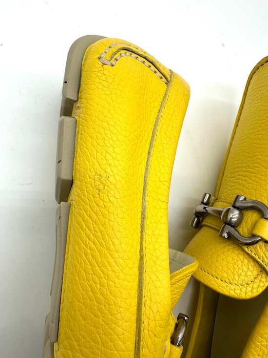 Salvatore Ferragamo Yellow Leather Driver Loafers‎ Shoes New  Sz 7 main image 2